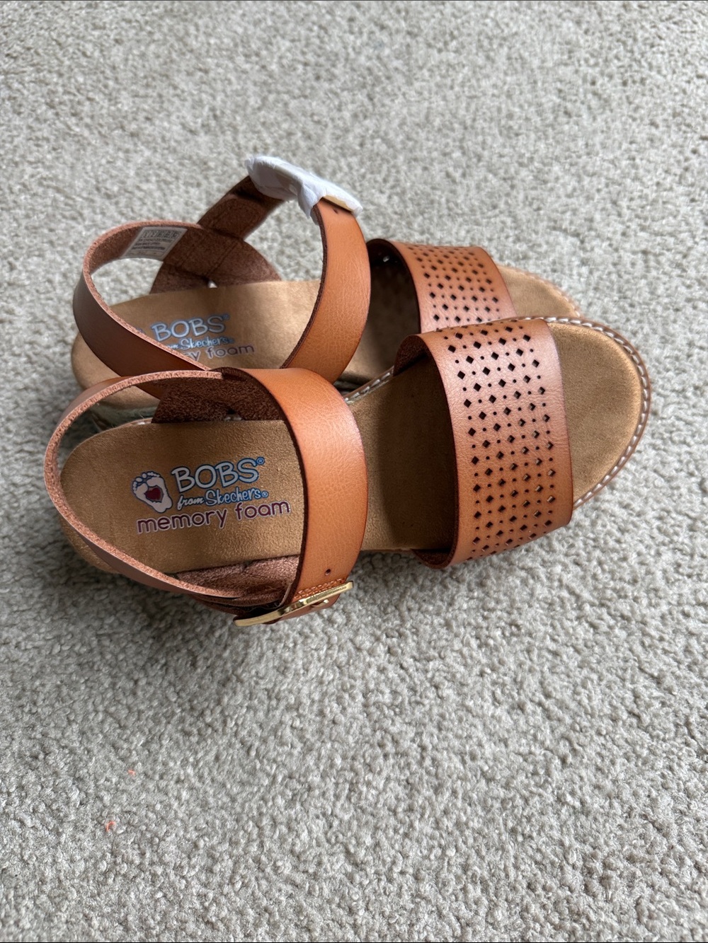 BOBS from Skechers Women’s Tan/Brown Perforated Strap Sandals